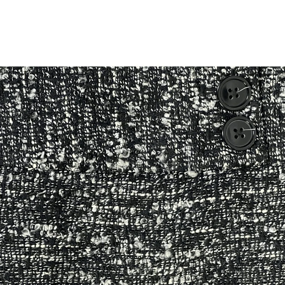 ANN‎ TAYLOR PETITE Skirt 00P Black White Pencil Mini Tweed Classic Sophisticated